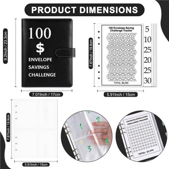 100 Envelop Money saving challenge Binder sheet New and shiny Envelops - Picture 2 of 8